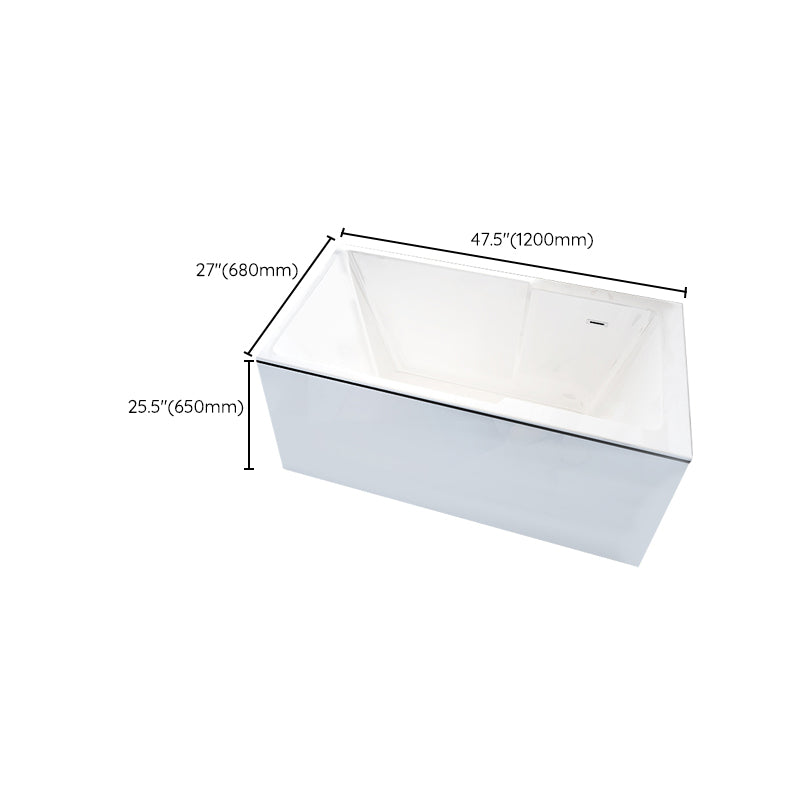 Freestanding Acrylic Bathtub Modern Stand Alone Soaking Tub with Slotted Overflow Drain
