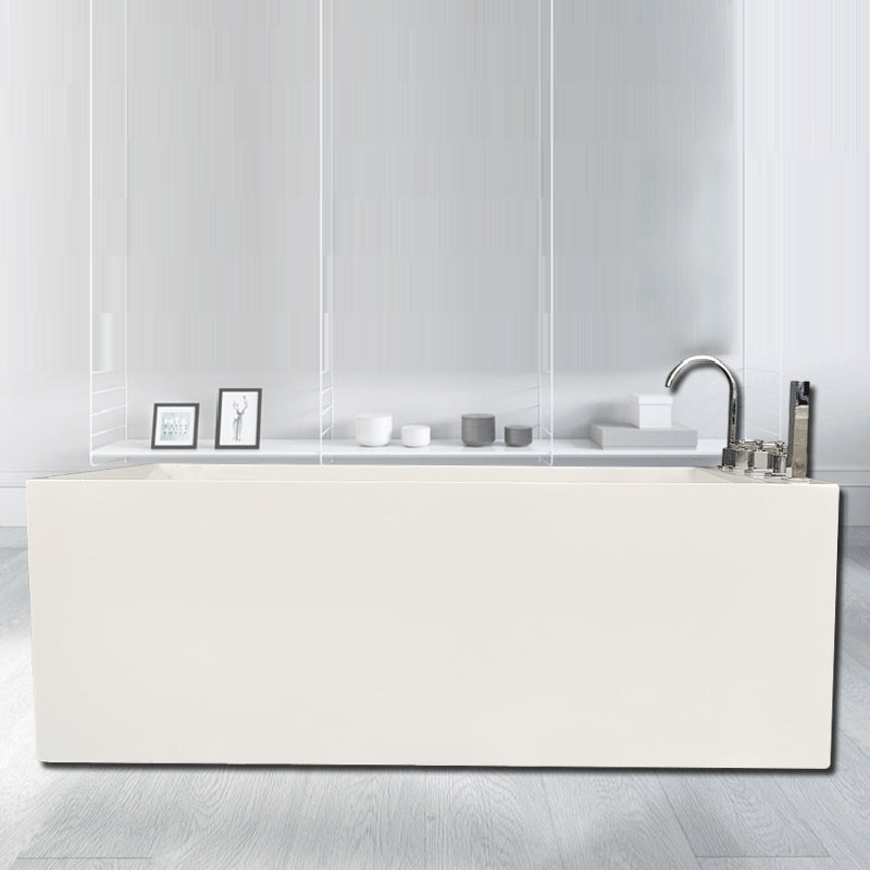 Modern Style Acrylic Rectangular Tub White Bath Tub with Internal Drain
