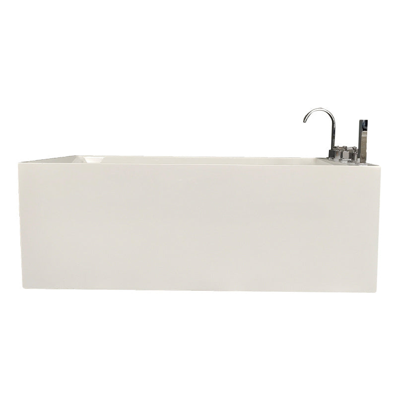 Modern Style Acrylic Rectangular Tub White Bath Tub with Internal Drain