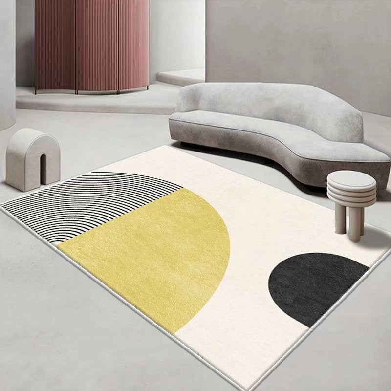 Casual Light Gray Rug Polyester Color Lump Rug Washable Rug for Living Room