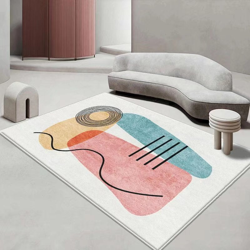 Casual Light Gray Rug Polyester Color Lump Rug Washable Rug for Living Room