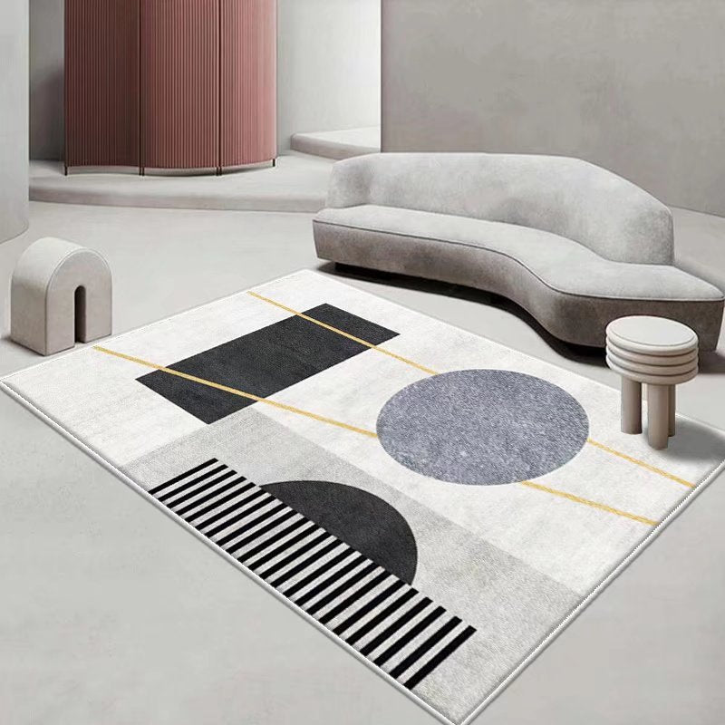 Casual Light Gray Rug Polyester Color Lump Rug Washable Rug for Living Room