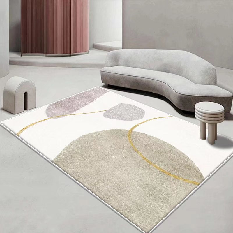Casual Light Gray Rug Polyester Color Lump Rug Washable Rug for Living Room
