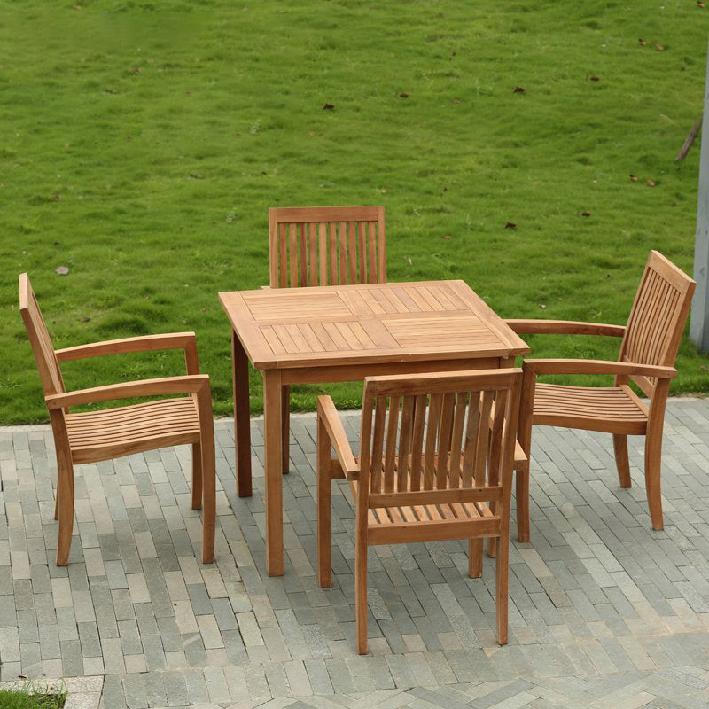 Industrial Solid Wood Dining Table Set 1/5 Pieces Square Dining Table Set for Outdoor