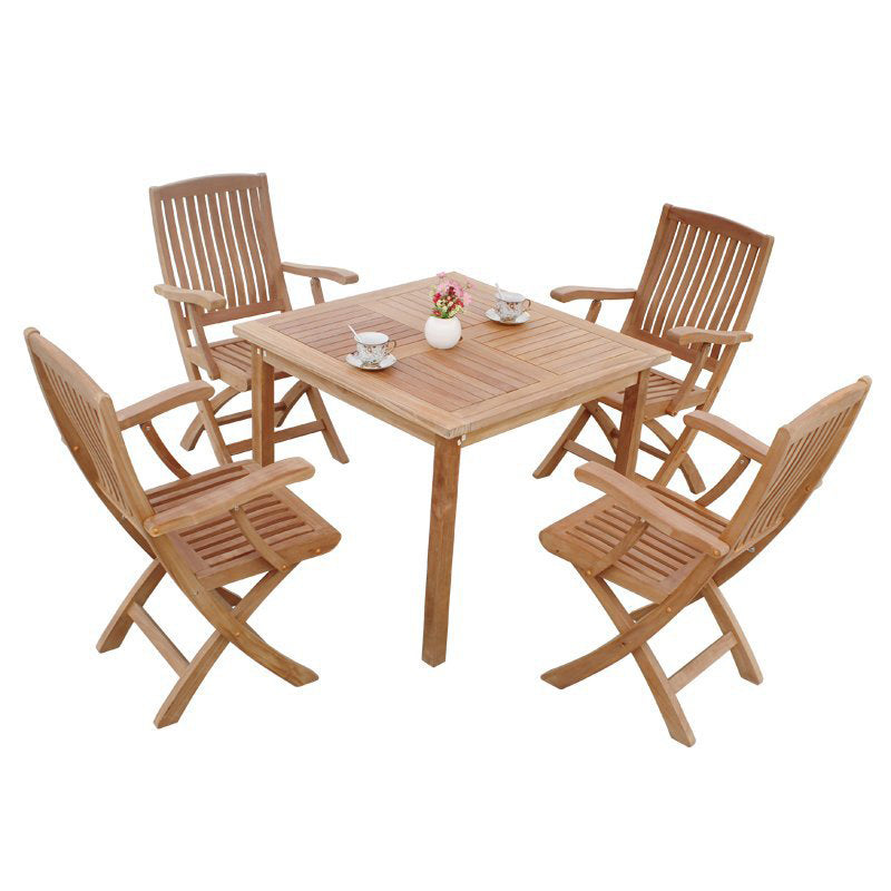 Industrial Solid Wood Dining Table Set 1/5 Pieces Square Dining Table Set for Outdoor