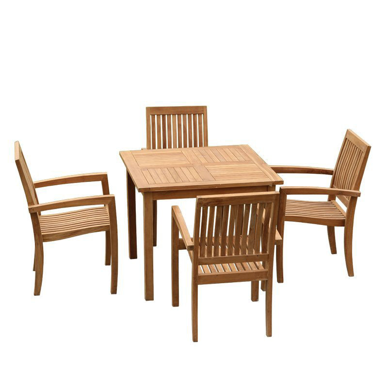 Industrial Solid Wood Dining Table Set 1/5 Pieces Square Dining Table Set for Outdoor