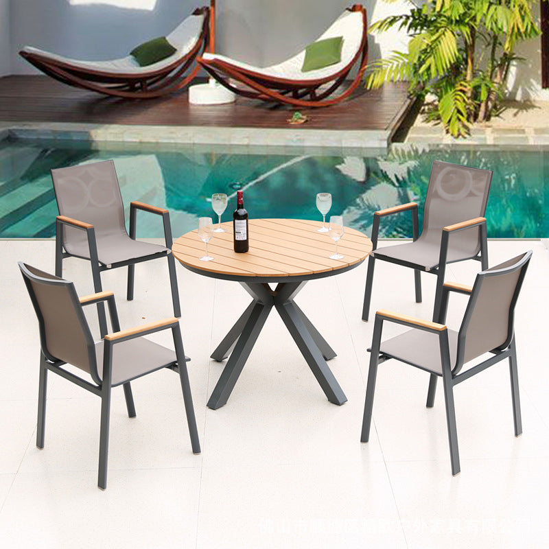 Modern Artificial Wood Dining Table Set 1/2/5 Pieces Dining Table Set for Outdoor