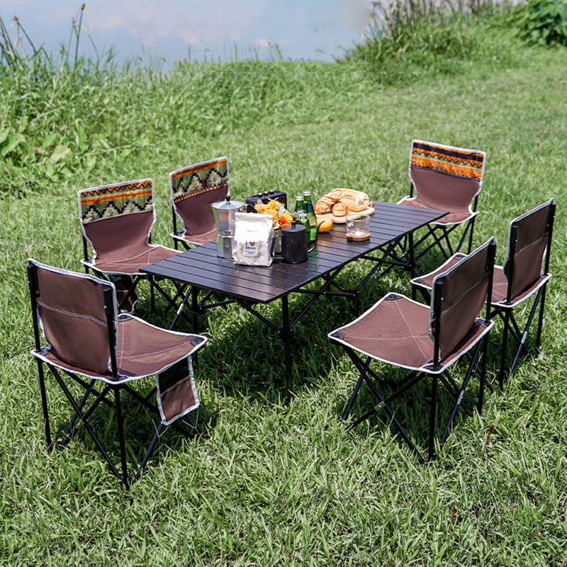 Modern Foldable Camping Table Set 1/7 Pieces Metal Dining Table Set for Outside