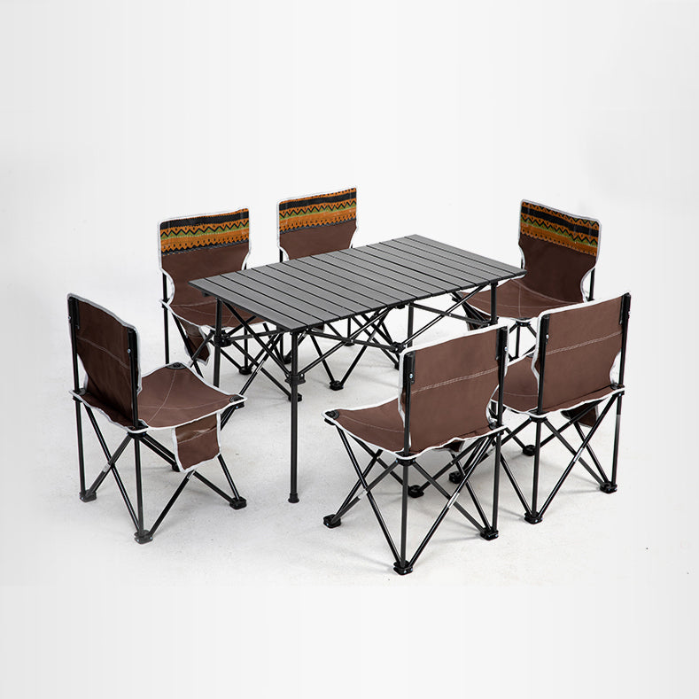 Modern Foldable Camping Table Set 1/7 Pieces Metal Dining Table Set for Outside