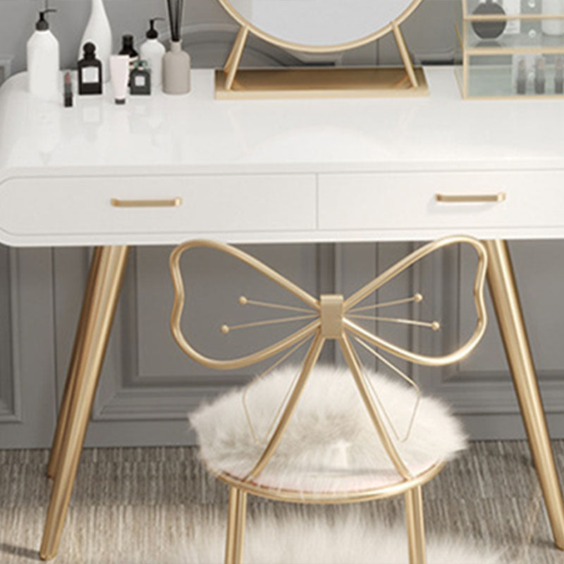 Glam Makeup Counter with 2 Drawers in White Vanity Table for Bedroom