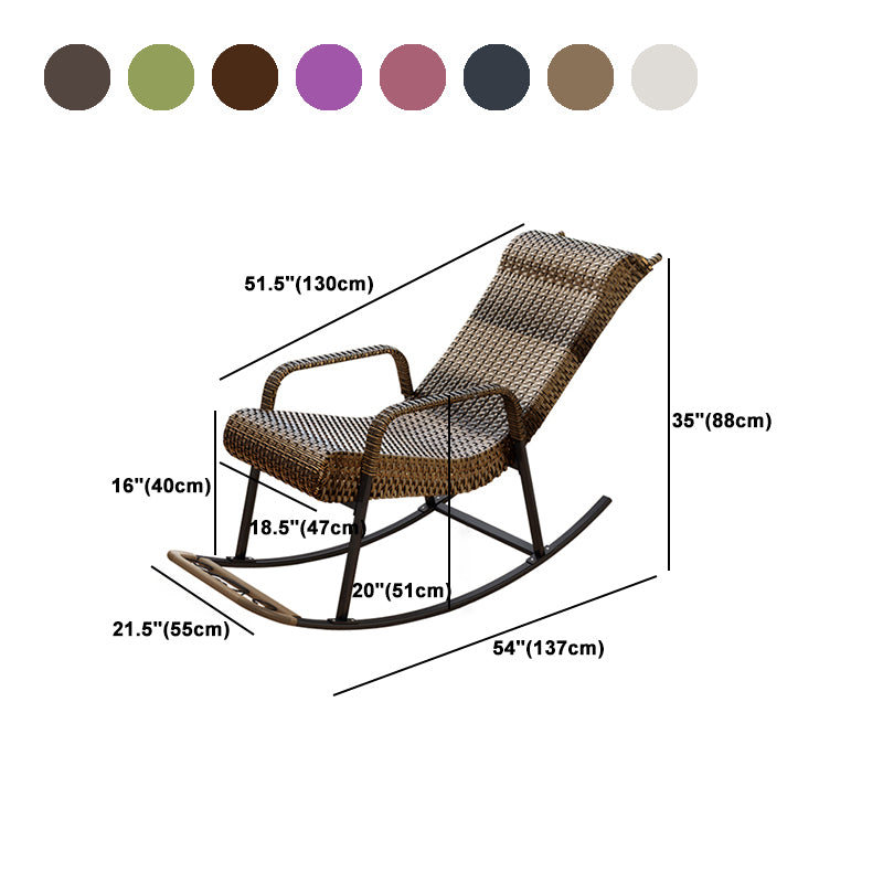 Woven Rope Rocking Chair Contrast Color Water Resistant Rattan Rocker Chair
