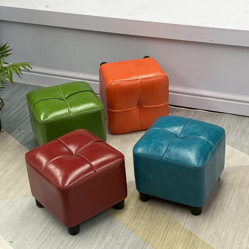 Leather Pouf Ottoman Whole Colored Water Resistant Square Tufted Pouf Ottoman