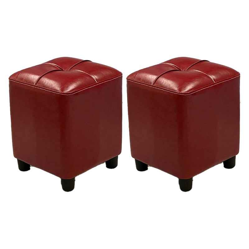 Leather Pouf Ottoman Whole Colored Water Resistant Square Tufted Pouf Ottoman