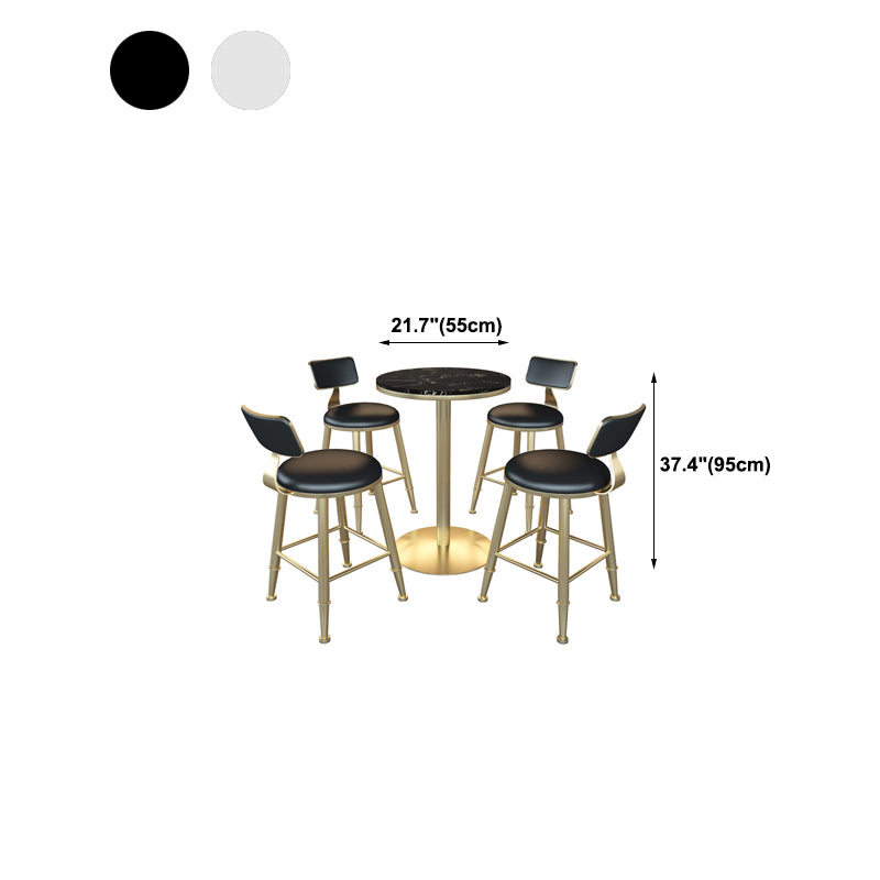 Gold Metal Pedestal Bar Table White Wood Top Bar Table for Small Places