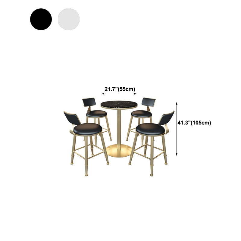 Gold Metal Pedestal Bar Table White Wood Top Bar Table for Small Places