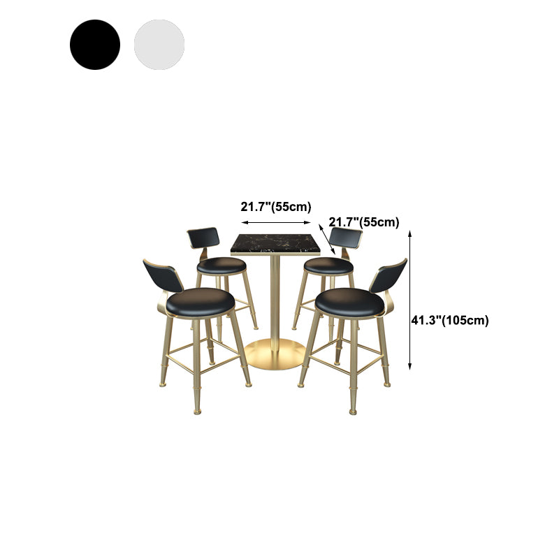 Gold Metal Pedestal Bar Table White Wood Top Bar Table for Small Places