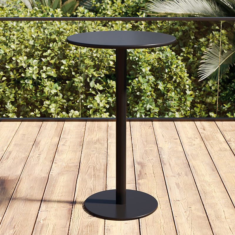 Round Metal Bar Table 41.3"H Industrial Style Outdoor Bar Stool Table with Pedestal