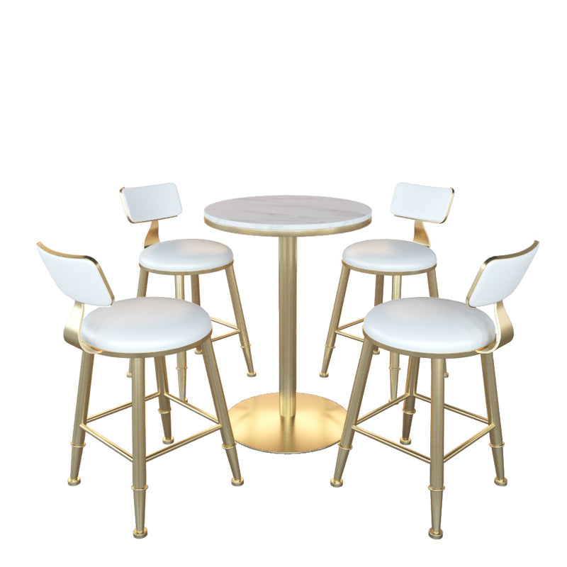 Glam Faux Marble Pub Table Cocktail Bar Table with Metal Pedestal