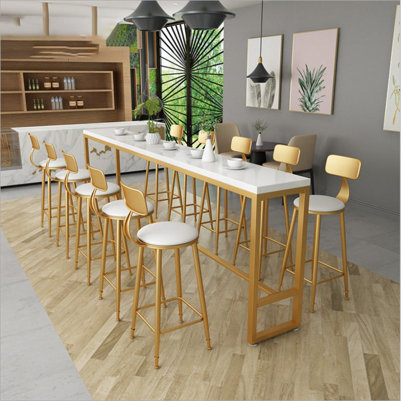Glam Pub Table Solid Wood Rectangle Bar Table for Indoor and Breakroom