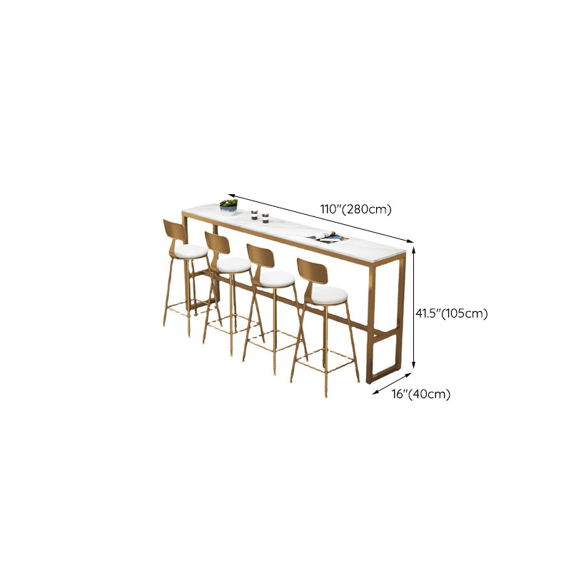 Glam Pub Table Faux Marble Rectangle Bar Table for Indoor and Breakroom