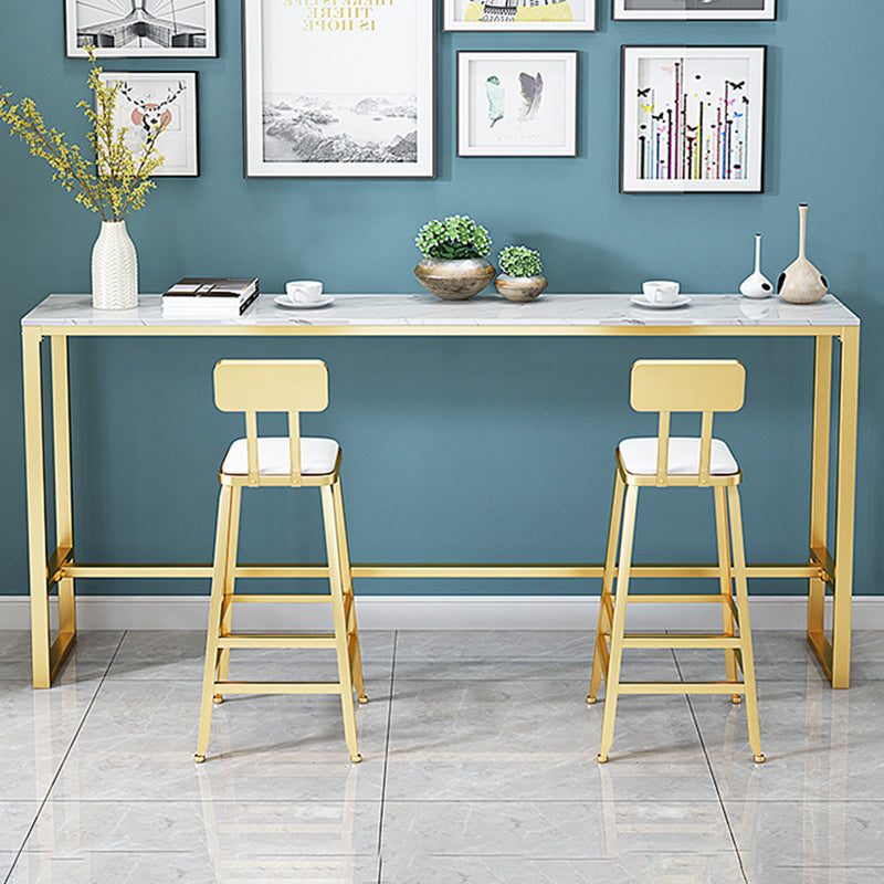 Glam Pub Table Faux Marble Bar Height Rectangle Bar Table for Indoor