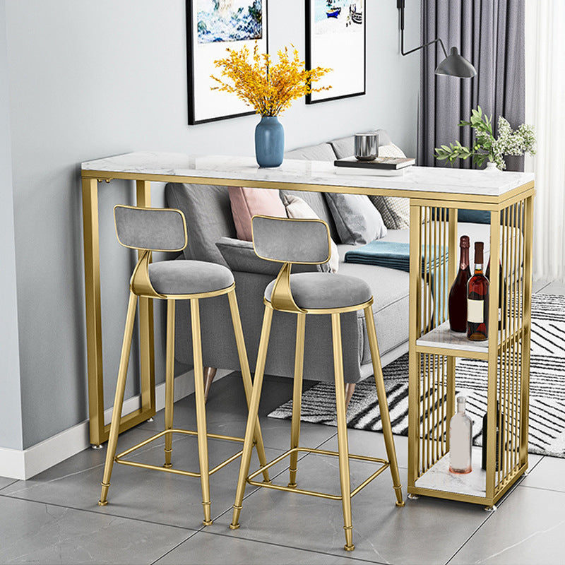 Glam Pub Table Double Pedestal Bar Height Rectangle Bar Table for Indoor