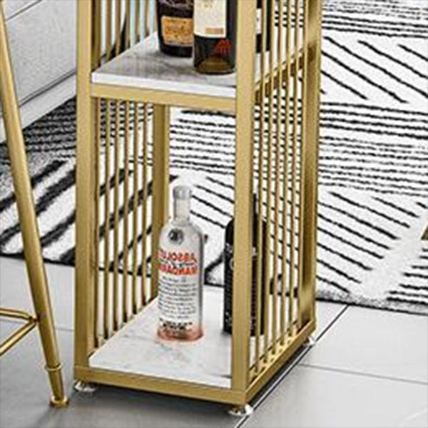 Glam Pub Table Double Pedestal Bar Height Rectangle Bar Table for Indoor