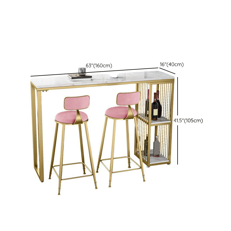 Glam Pub Table Double Pedestal Bar Height Rectangle Bar Table for Indoor