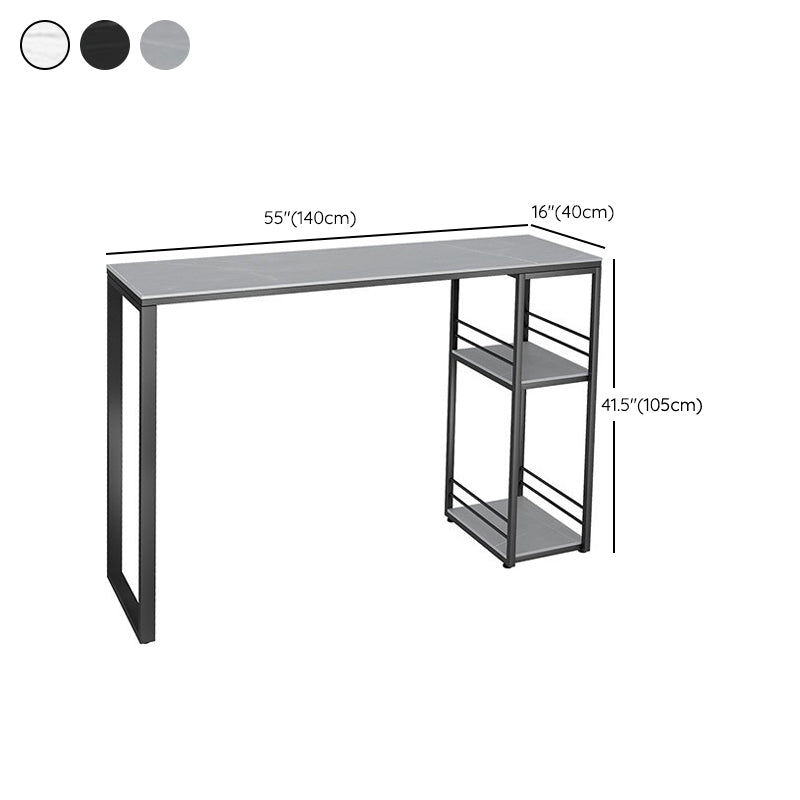 Rectangle Sintered Stone Bar Table Black and Metal Base Bar Table for Kitchen Living Room