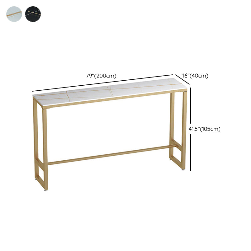 Rectangle Sintered Stone Bar Table Gold and Metal Base Bar Table for Kitchen Living Room
