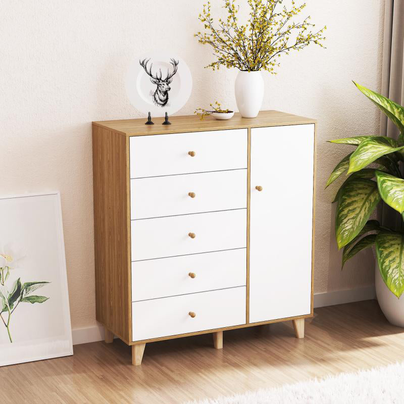 Contemporary Engineered Wood Bedroom Storage Chest Vertical Chest with Drawers