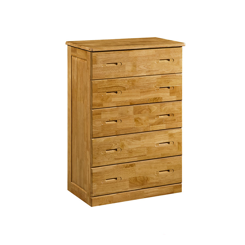 Contemporary Bedroom Storage Chest Rubber Wood Vertical Chest with Drawers