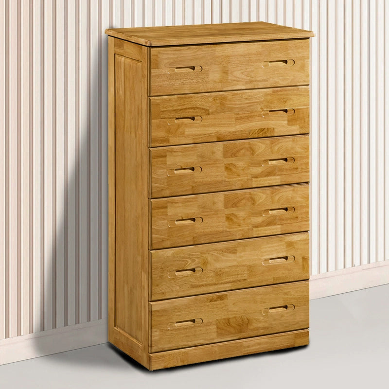 Contemporary Bedroom Storage Chest Rubber Wood Vertical Chest with Drawers