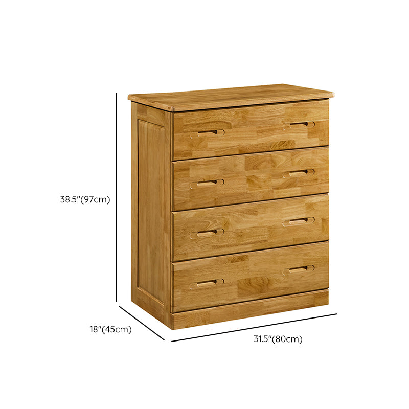 Contemporary Bedroom Storage Chest Rubber Wood Vertical Chest with Drawers