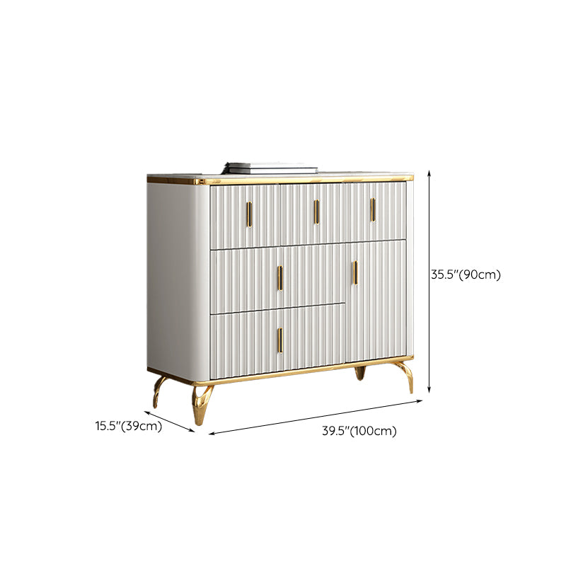 Glam Engineered Wood Storage Chest Bedroom Horizontal Chest with Drawers