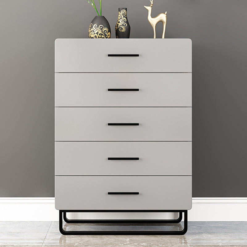 Contemporary Bedroom Storage Chest Engineered Wood Chest in Gray with Drawers