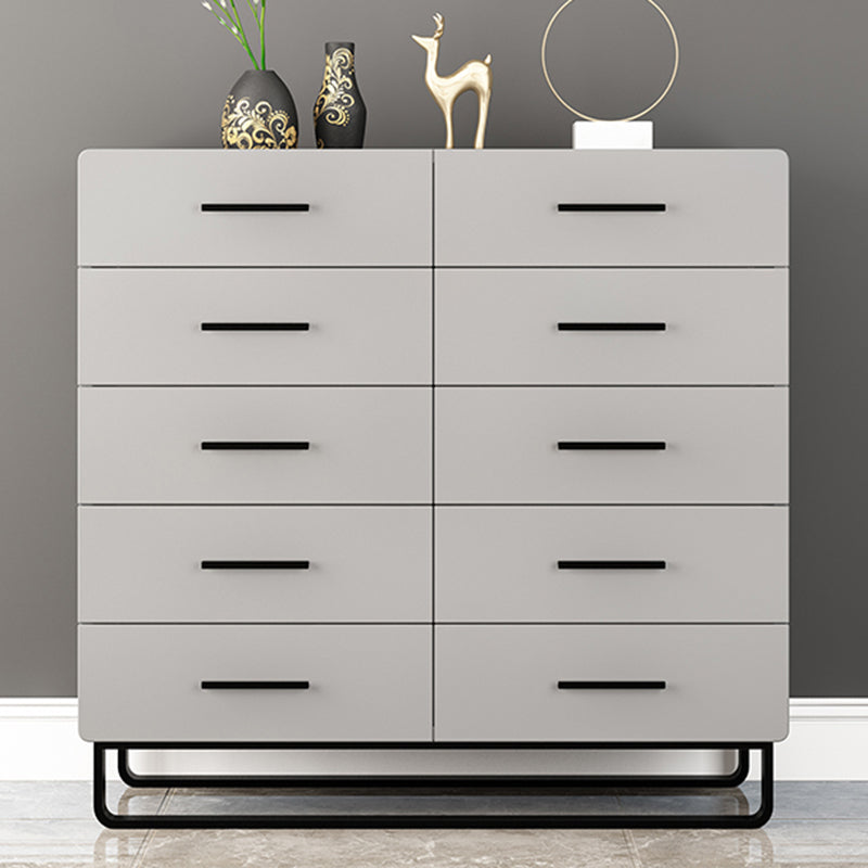 Contemporary Bedroom Storage Chest Engineered Wood Chest in Gray with Drawers