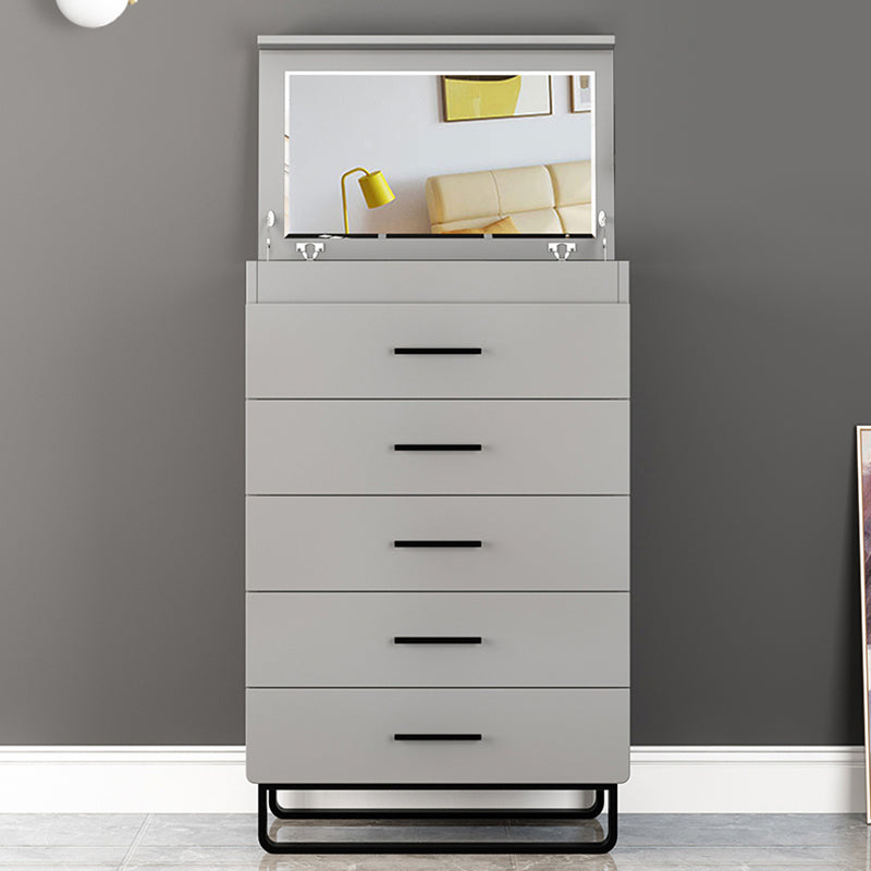 Contemporary Bedroom Storage Chest Engineered Wood Chest in Gray with Drawers