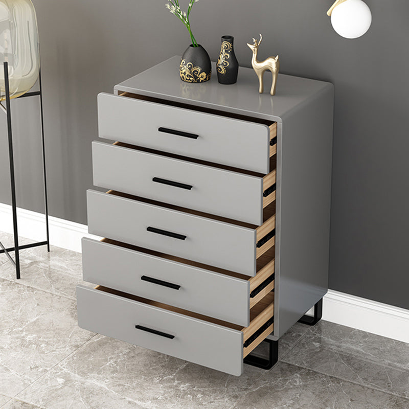 Contemporary Bedroom Storage Chest Engineered Wood Chest in Gray with Drawers
