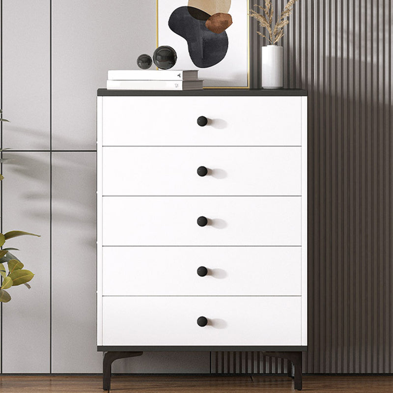 Contemporary Engineered Wood Storage Chest Bedroom Chest in White with Drawers