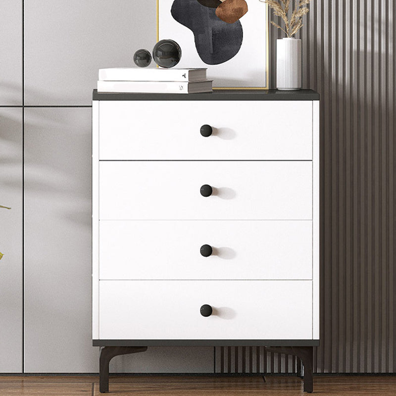 Contemporary Engineered Wood Storage Chest Bedroom Chest in White with Drawers