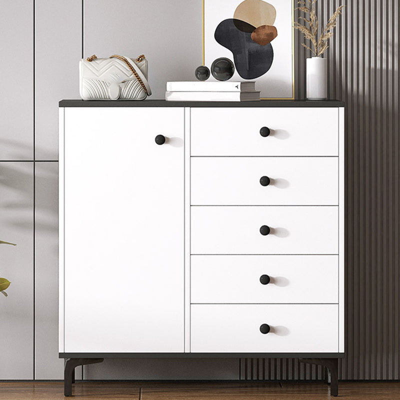 Contemporary Engineered Wood Storage Chest Bedroom Chest in White with Drawers