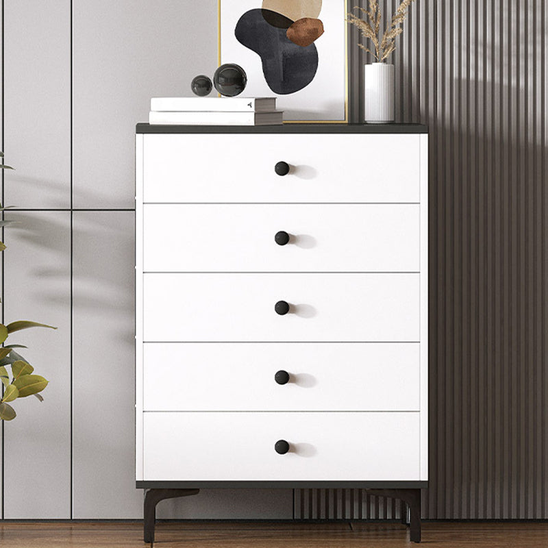 Contemporary Engineered Wood Storage Chest Bedroom Chest in White with Drawers