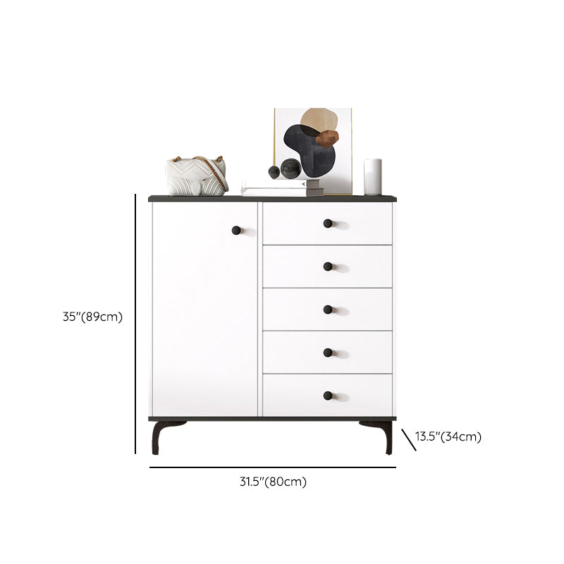 Contemporary Engineered Wood Storage Chest Bedroom Chest in White with Drawers