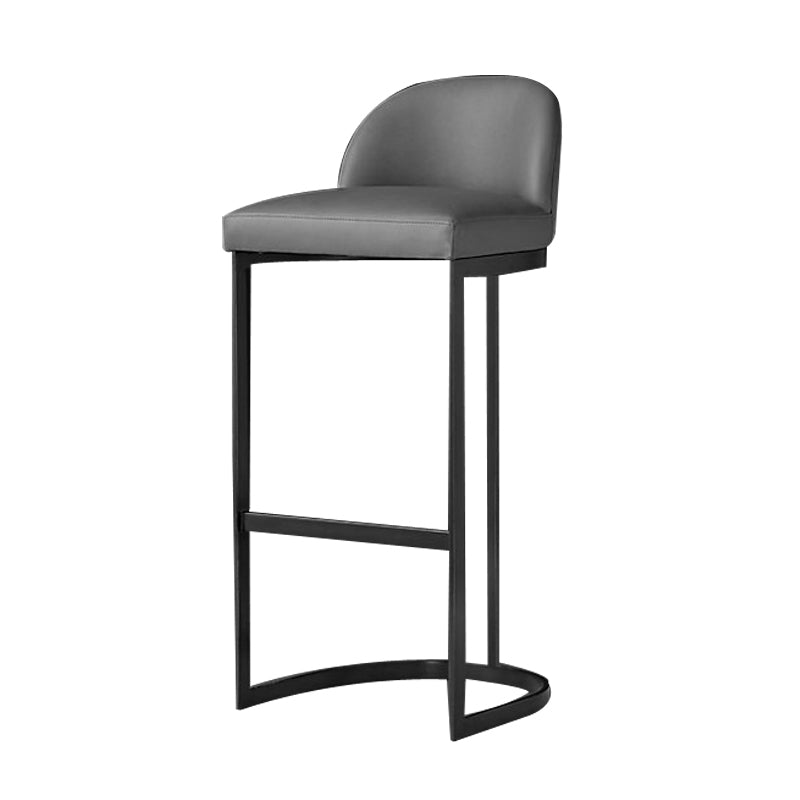 Glam Faux Leather Bar Stool Footrest Counter-height Stool for Dining Room