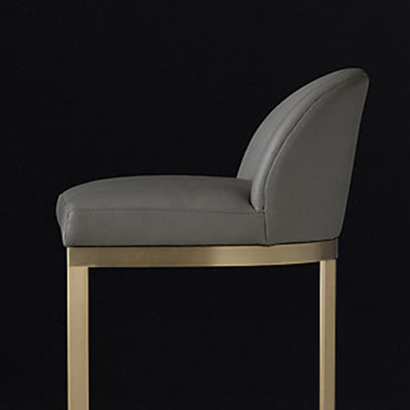 Glam Faux Leather Bar Stool Footrest Counter-height Stool for Dining Room