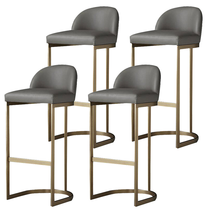 Glam Faux Leather Bar Stool Footrest Counter-height Stool for Dining Room