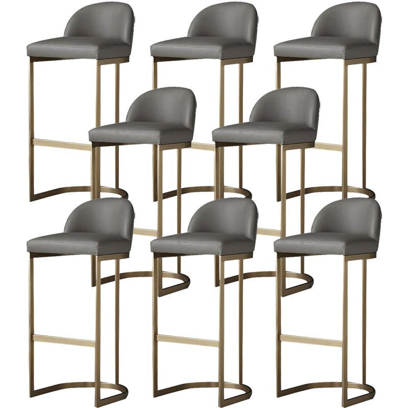 Glam Faux Leather Bar Stool Footrest Counter-height Stool for Dining Room