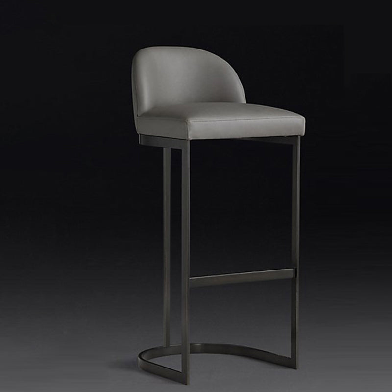 Glam Faux Leather Bar Stool Footrest Counter-height Stool for Dining Room