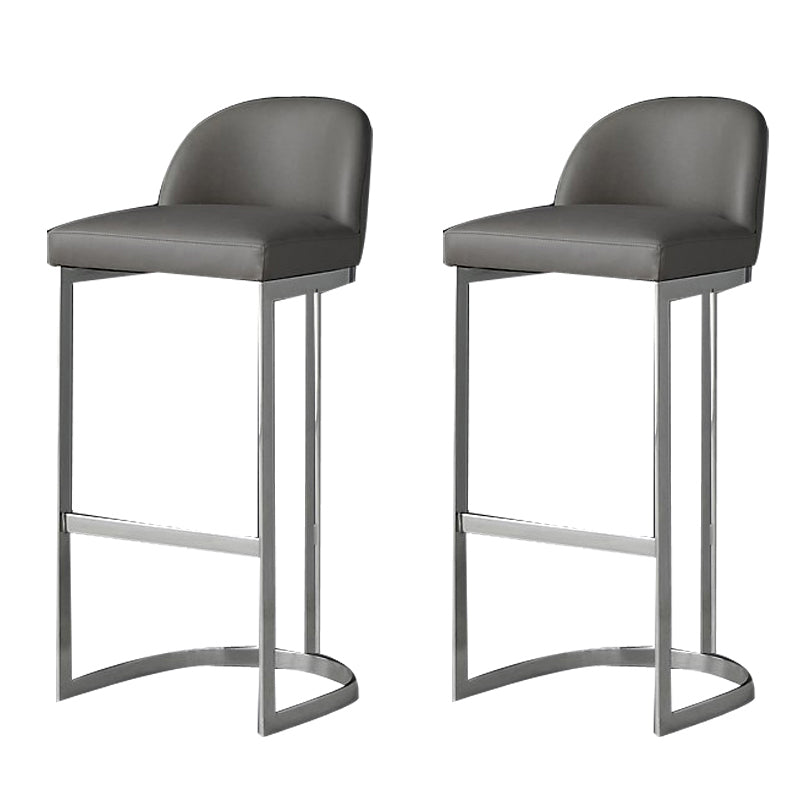 Glam Faux Leather Bar Stool Footrest Counter-height Stool for Dining Room